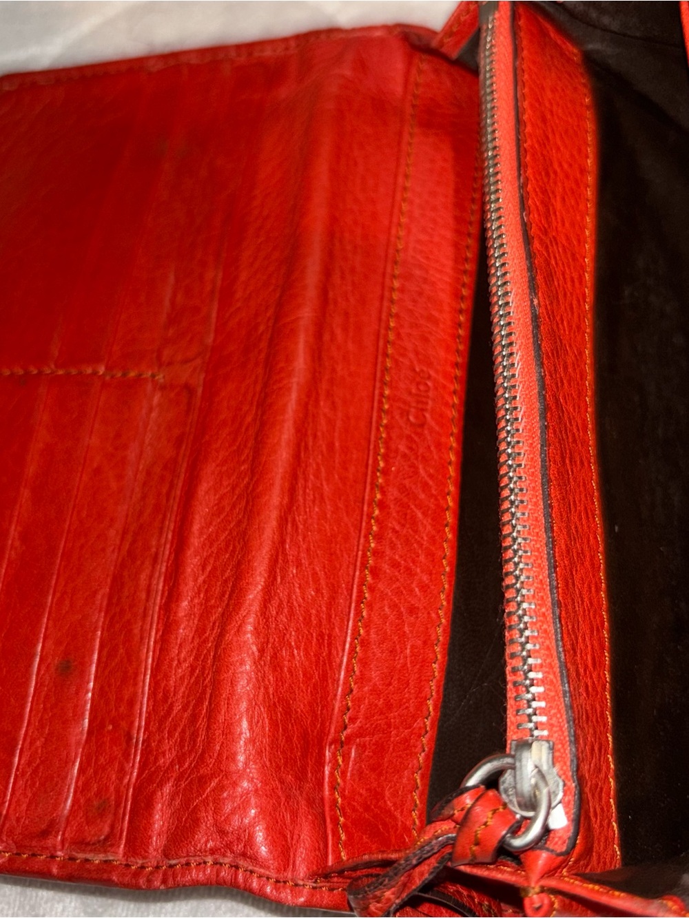 Chloé Paddington Red Orange Leather Continental Wallet - Picture 5 of 6